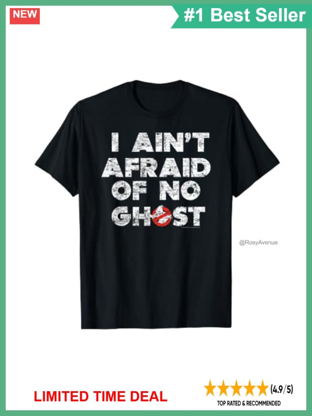Ghostbusters I Ain't Afraid Distressed Graphic T-Shirt Crew Neck Short Sleeve